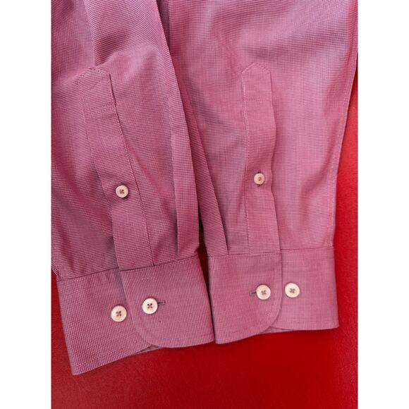 Untuckit Cadetto Berry Micro Gingham Checks Wrinkle Free LS Shirt Size Large NWT - Picture 12 of 16